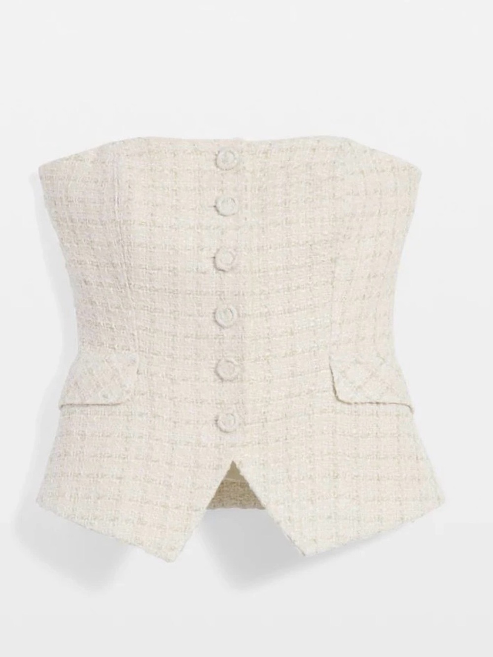 White House Black Market Cream Tweed Strapless Corset Vest